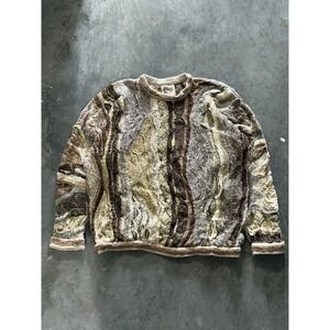 Vintage Coogi Sweater Mens XL Brown Textured 3D Knit Pullover Australia 90s